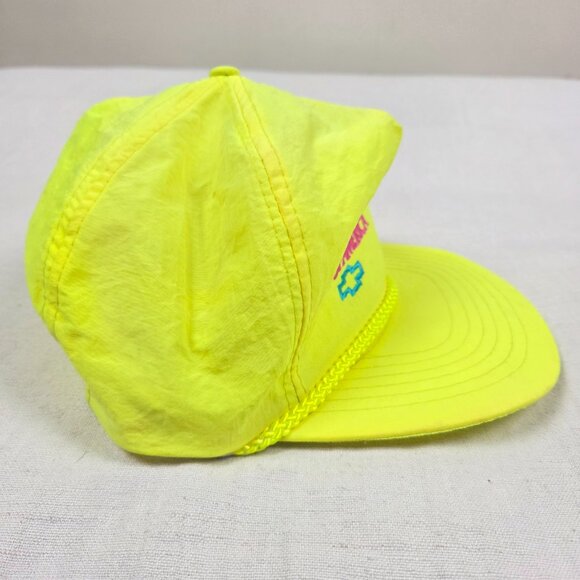 Vintage Chevrolet Neon Hat Cap Adult One Size Snap Back Chevy Trucker Racing - Picture 7 of 11
